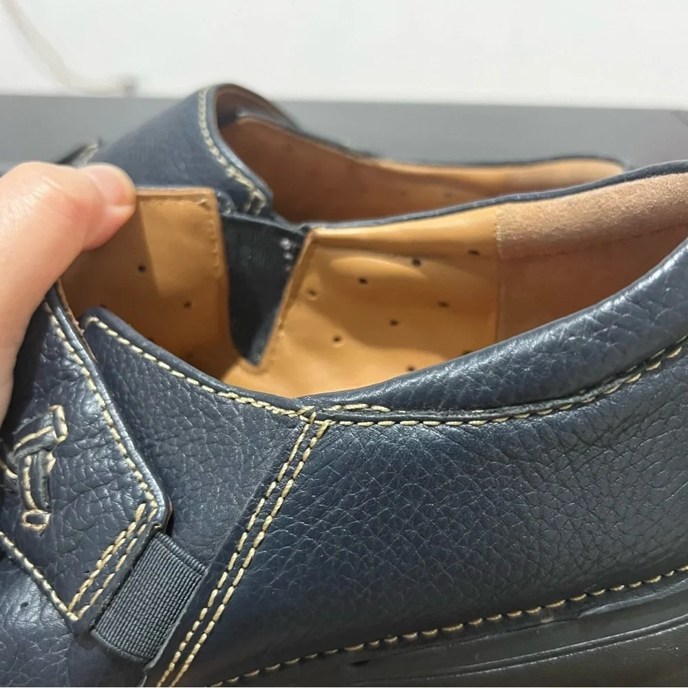 Born WoMen's Leather Casual Slip-On Loafers - Dark Blue 10